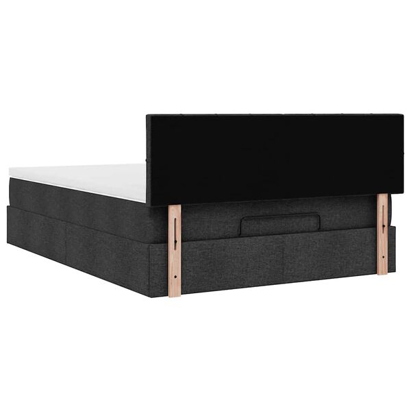 vidaXL Οθωμανικό κρεβάτι με στρώμα Μαύρο 140x200cm Ύφασμα