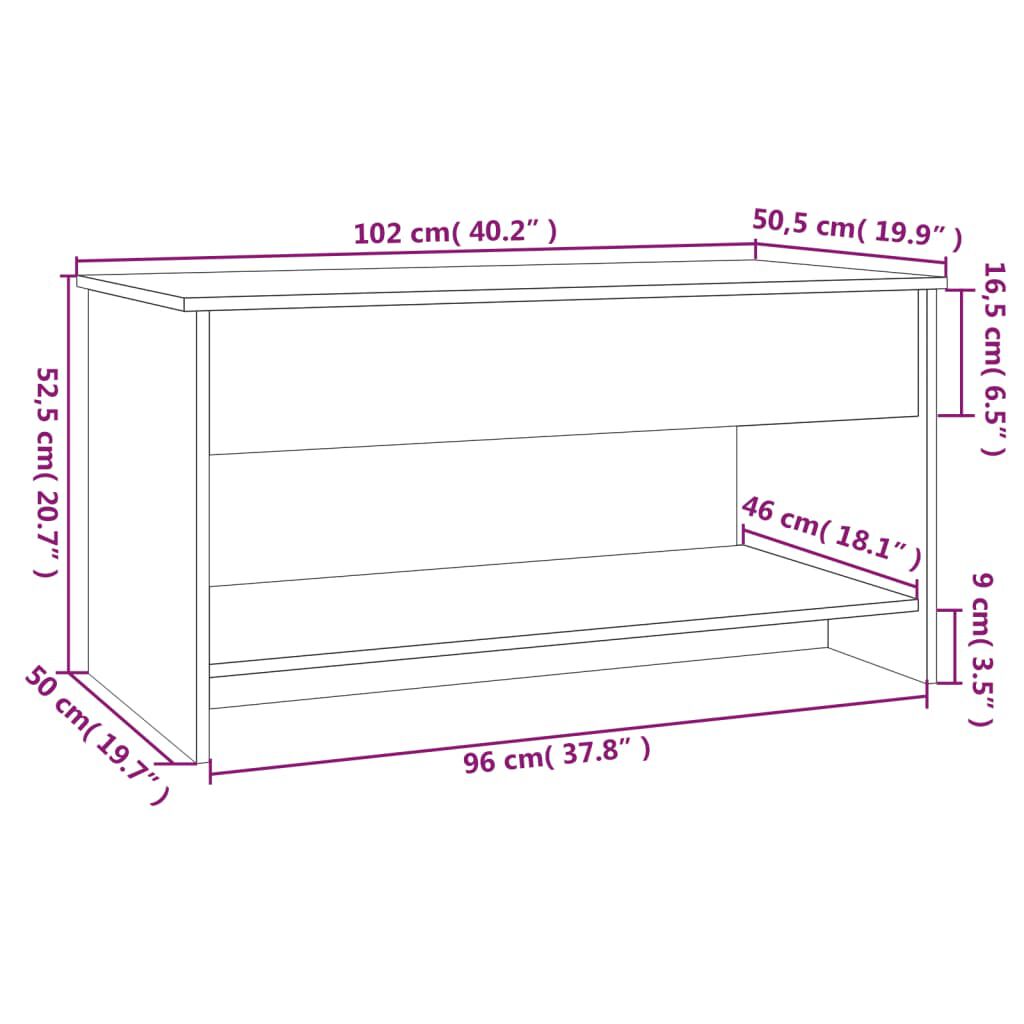 vidaXL Τραπεζάκι Σαλονιού Λευκό 102 x 50 x 52,5 εκ. Επεξεργασμένο Ξύλο