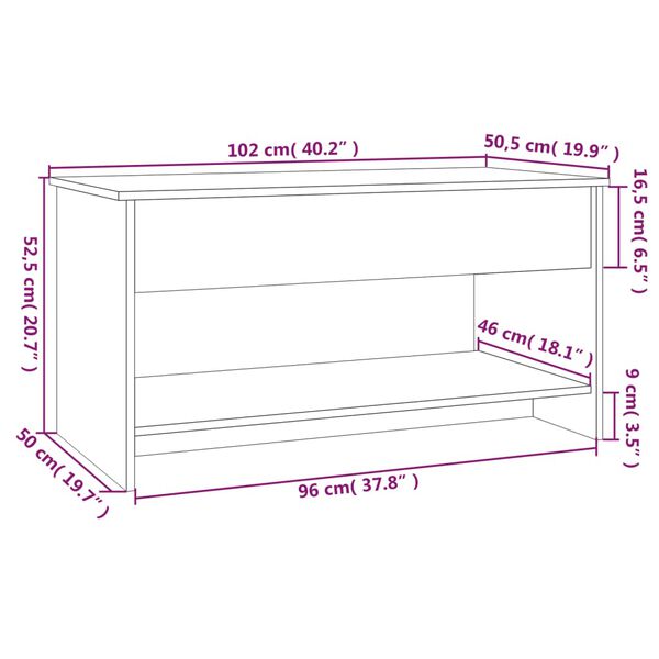 vidaXL Τραπεζάκι Σαλονιού Λευκό 102 x 50 x 52,5 εκ. Επεξεργασμένο Ξύλο