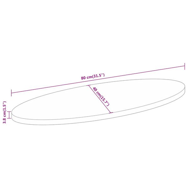vidaXL Επιφάνεια Τραπεζιού Οβάλ 80x40x3,8 εκ. Μασίφ Ξύλο Μάνγκο