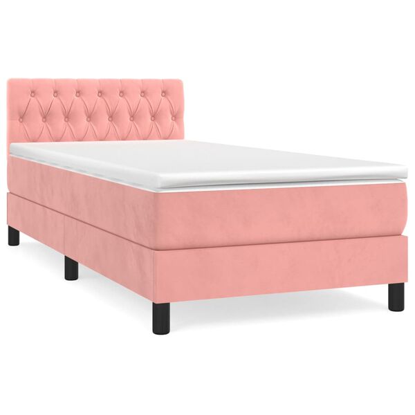 vidaXL &Kappa;&rho;&epsilon;&beta;ά&tau;&iota; Boxspring &mu;&epsilon; &Sigma;&tau;&rho;ώ&mu;&alpha; &Rho;&omicron;&zeta; 90x190 &epsilon;&kappa;. &Beta;&epsilon;&lambda;&omicron;ύ&delta;&iota;&nu;&omicron;