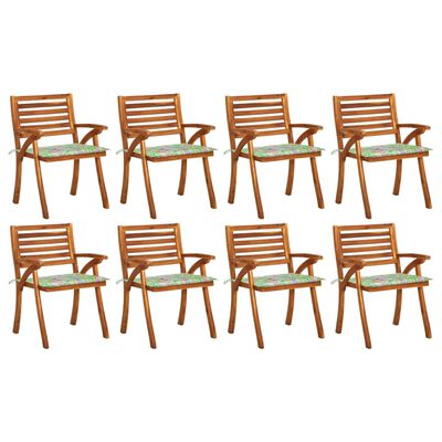 vidaXL Καρέκλες Κήπου 8 τεμ. από Μασίφ Ξύλο Ακακίας με Μαξιλάρια