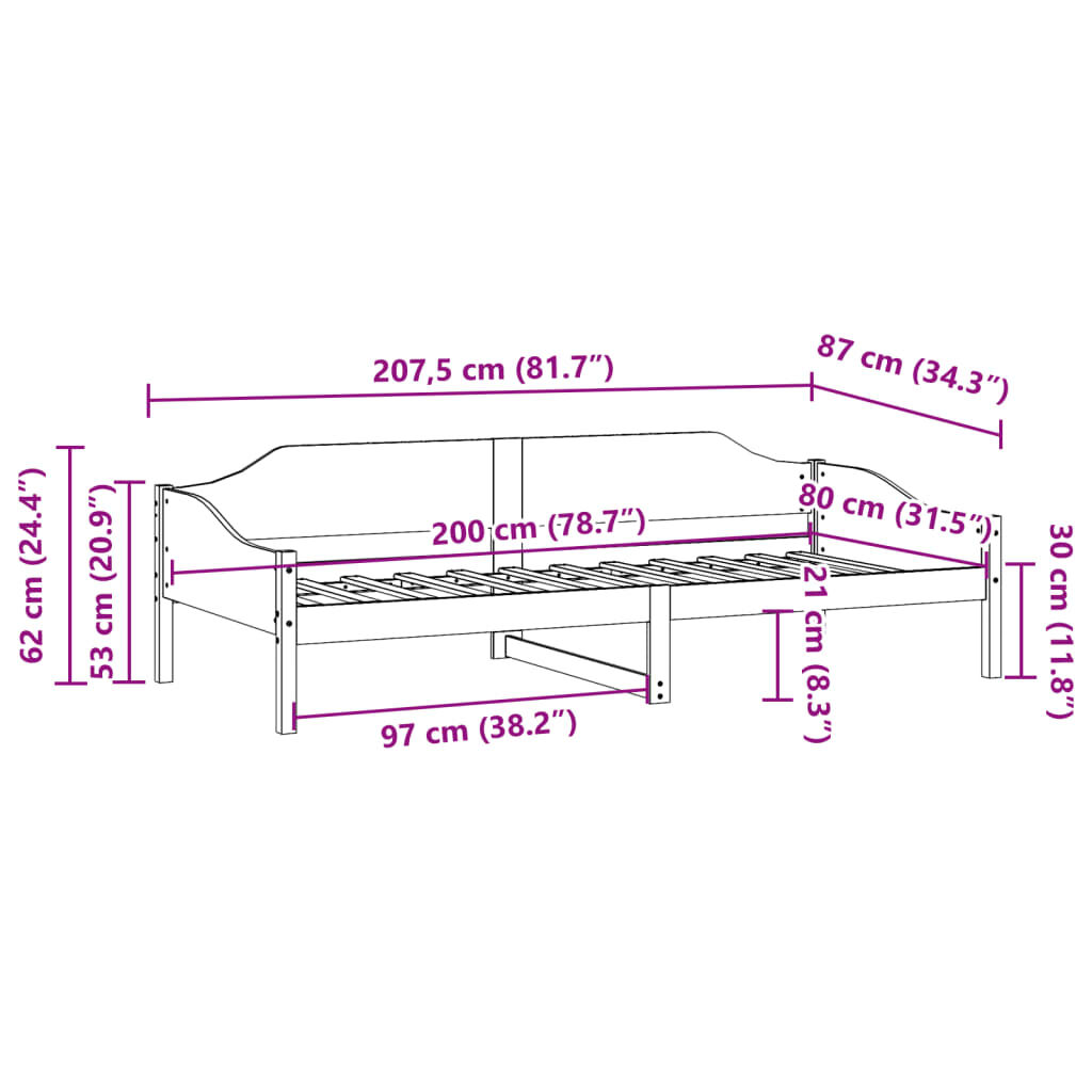 vidaXL Σκελετός Κρεβ. Χωρίς Στρώμα Καφέ 80x200 εκ. Μασίφ Ξύλο Πεύκου