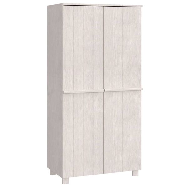 vidaXL Ντουλάπα HAMAR Λευκό 89 x 50 x 180 εκ. από Μασίφ Ξύλο Πεύκου