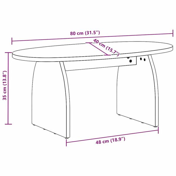 vidaXL Τραπεζάκι σαλονιού Λευκό 80 x 40 x 35 cm Μασίφ ξύλο πεύκου