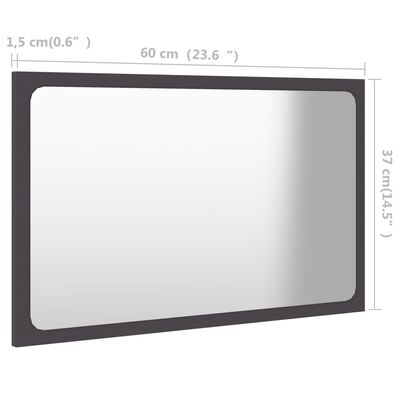 vidaXL Καθρέφτης Μπάνιου Γκρι 60 x 1,5 x 37 εκ. από Μοριοσανίδα