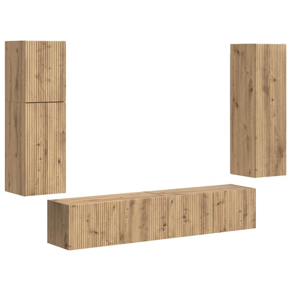 vidaXL &Sigma;&epsilon;&tau; &epsilon;&pi;ί&pi;&lambda;&omicron;&upsilon; &tau;&eta;&lambda;&epsilon;ό&rho;&alpha;&sigma;&eta;&sigmaf; 4 pcs Artisan Oak &Epsilon;&pi;&epsilon;&xi;&epsilon;&rho;&gamma;&alpha;&sigma;&mu;έ&nu;&omicron; &xi;ύ&lambda;&omicron;