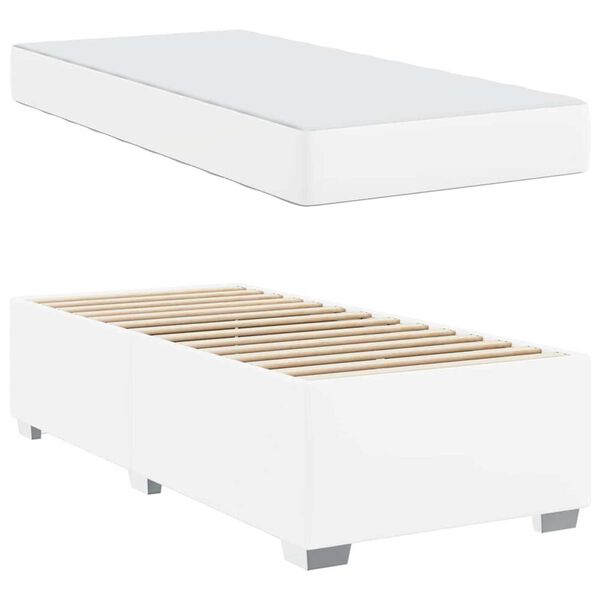 vidaXL Σκελετός Κρεβατιού Λευκό 90 x 190 cm Τεχνητό δέρμα