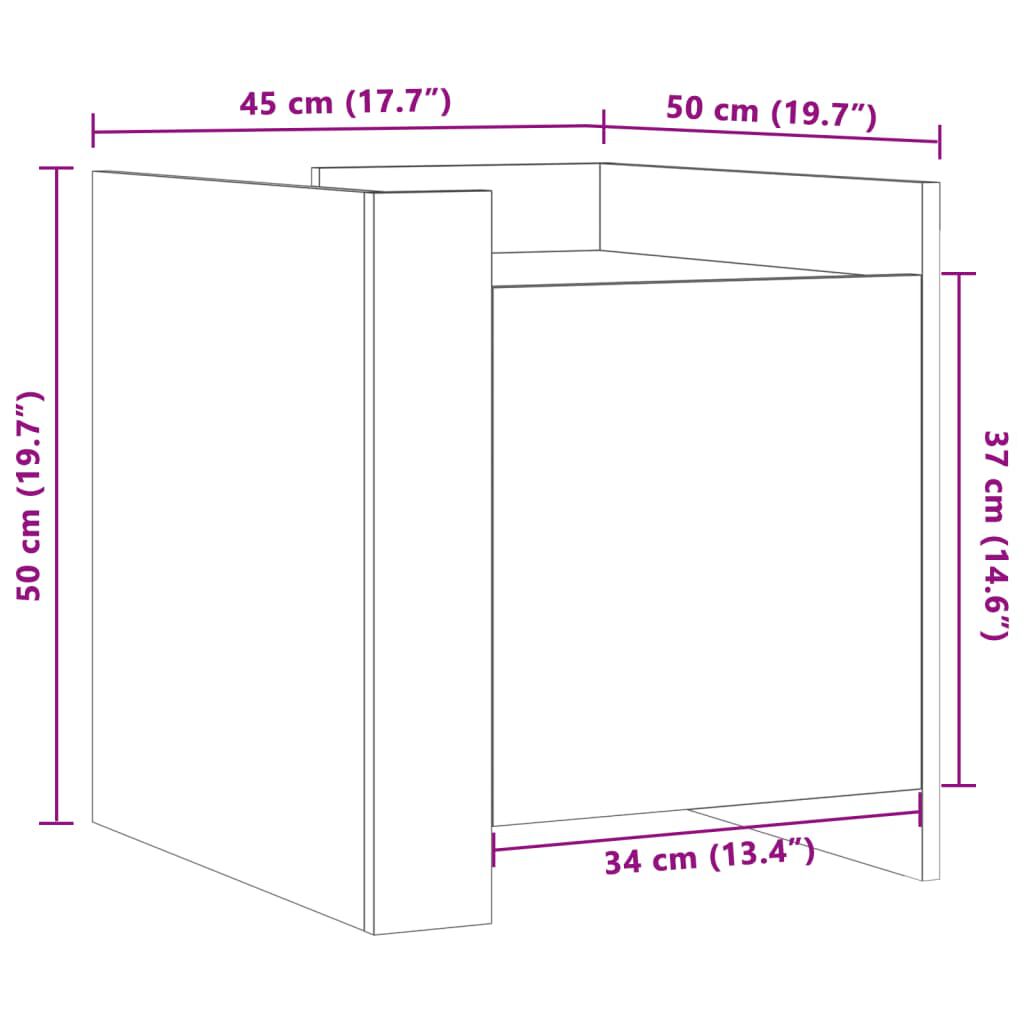 vidaXL Κομοδίνο Λευκό 45x50x50 εκ. από Επεξεργασμένο Ξύλο