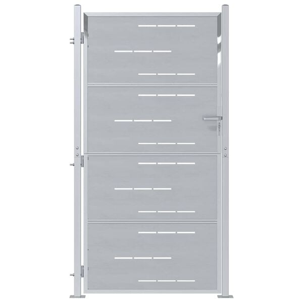 vidaXL Πύλη Κήπου με κλειδαριά Ασημί 96 x 200 εκ Ανοξείδωτο ατσάλι