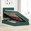 vidaXL Κρεβάτι με αποθηκευτικό χώρο και LED με στρώμα Σκούρο Πράσινο