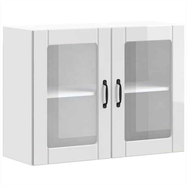 vidaXL Ντουλάπι Κουζίνας με Γυάλινη Πόρτα "Lucca" από Γυαλιστερό Λευκό Τεχνητό Ξύλο