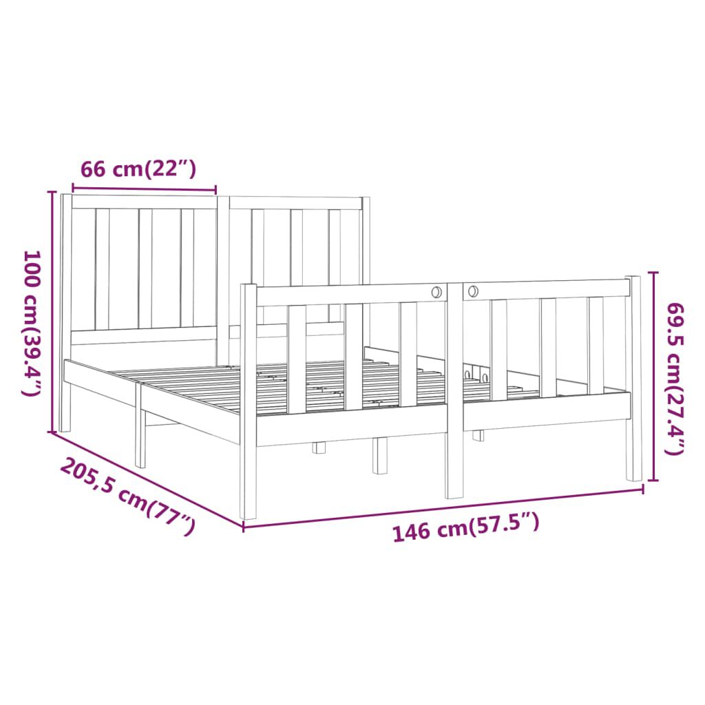 vidaXL Σκελετός Κρεβ. Χωρίς Στρώμα Λευκό 140x200 εκ Μασίφ Πεύκο