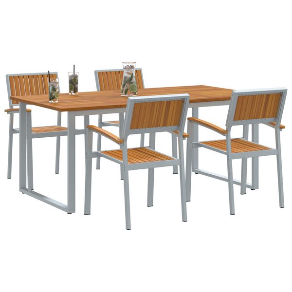 vidaXL Σέτ φαγητού για κήπο 5 pcs Γκρι και καφέ 180 x 90 x 75 cm