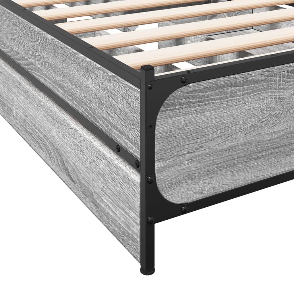 vidaXL Πλαίσιο Κρεβατιού με Συρτάρια Γκρι Sonoma 75x190 εκ. Επεξ. Ξύλο