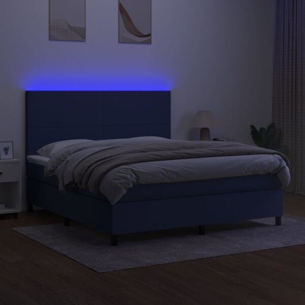 vidaXL &Kappa;&rho;&epsilon;&beta;ά&tau;&iota; Boxspring &mu;&epsilon; &Sigma;&tau;&rho;ώ&mu;&alpha; & LED &Mu;&pi;&lambda;&epsilon; 180x200 &epsilon;&kappa;. &Upsilon;&phi;&alpha;&sigma;&mu;ά&tau;&iota;&nu;&omicron;