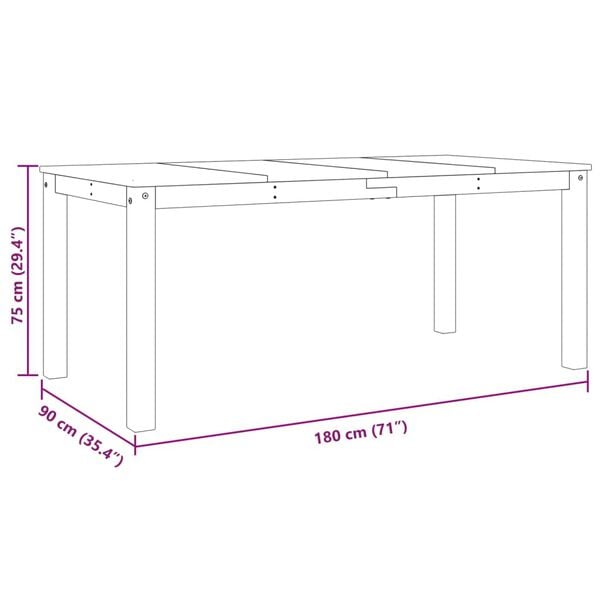 vidaXL Τραπεζαρία Panama 180 x 90 x 75 εκ. από Μασίφ Ξύλο Πεύκου