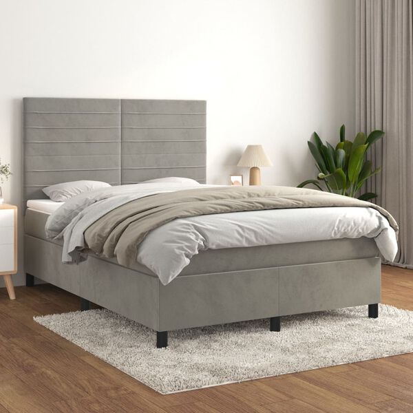 vidaXL &Kappa;&rho;&epsilon;&beta;ά&tau;&iota; Boxspring &mu;&epsilon; &Sigma;&tau;&rho;ώ&mu;&alpha; &Alpha;&nu;&omicron;&iota;&chi;&tau;ό &Gamma;&kappa;&rho;&iota; 140x190 &epsilon;&kappa;. &Beta;&epsilon;&lambda;&omicron;ύ&delta;&iota;&nu;&omicron;