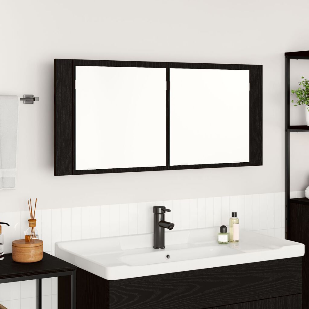 vidaXL ντουλάπα καθρέφτη μαύρης βελανιδιάς 100x12x45 εκ.