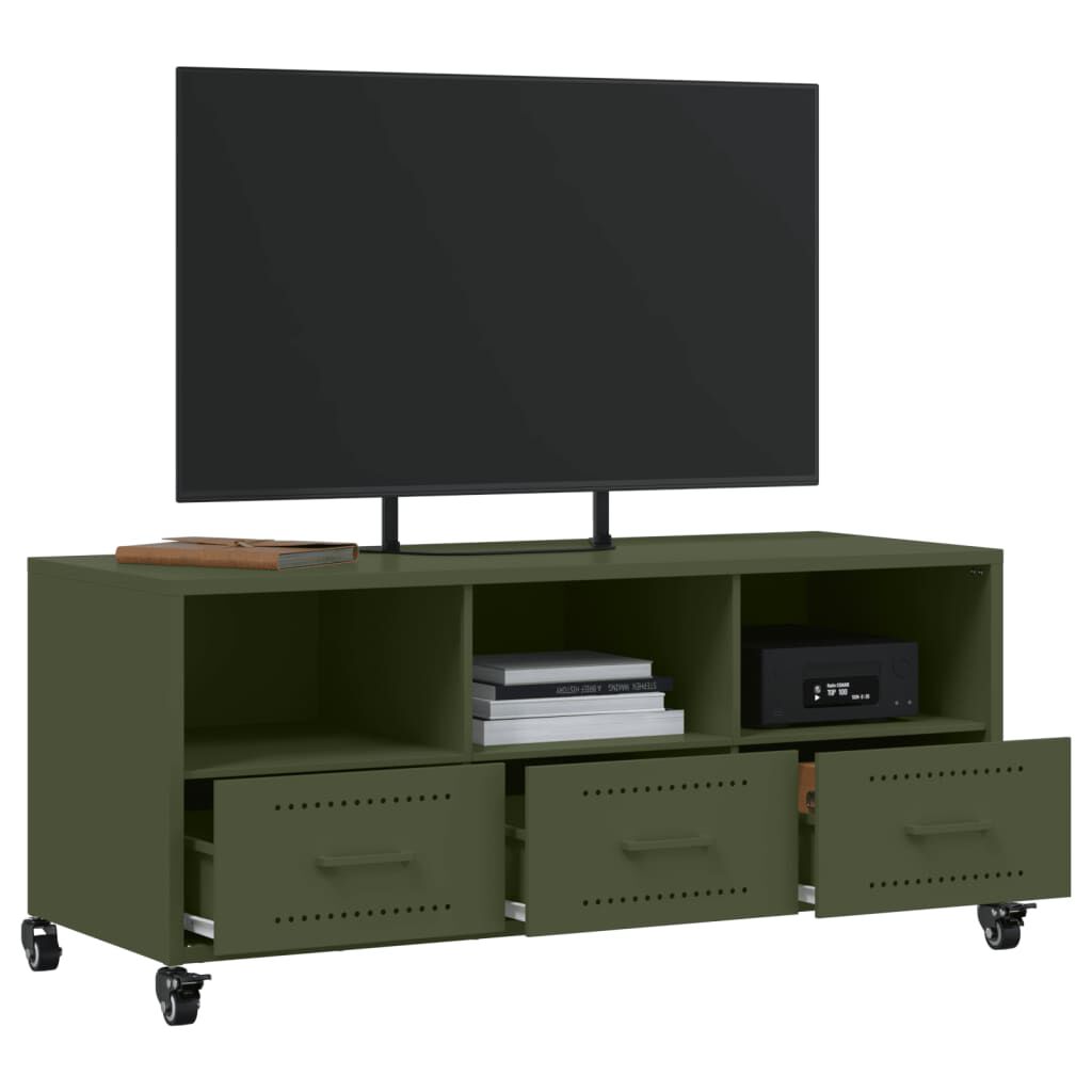 vidaXL Έπιπλο Τηλεόρασης Πράσινο Λαδί 100,5x39x43,5 εκ. από Ατσάλι