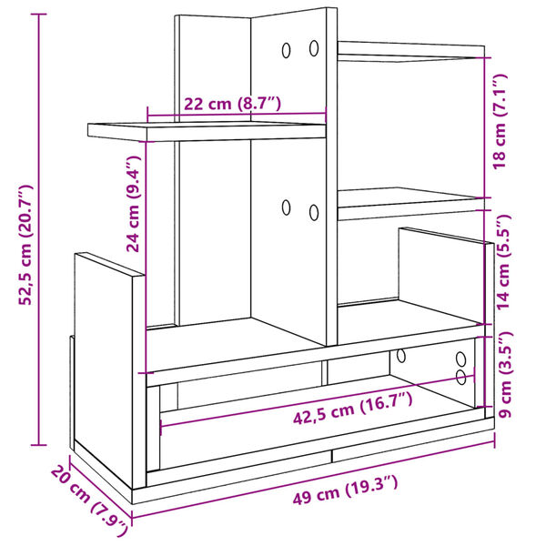 vidaXL Έπιπλο Οργάνωσης Γραφείου Sonoma Δρυς 49x20x52,5 εκ Επεξ. Ξύλο