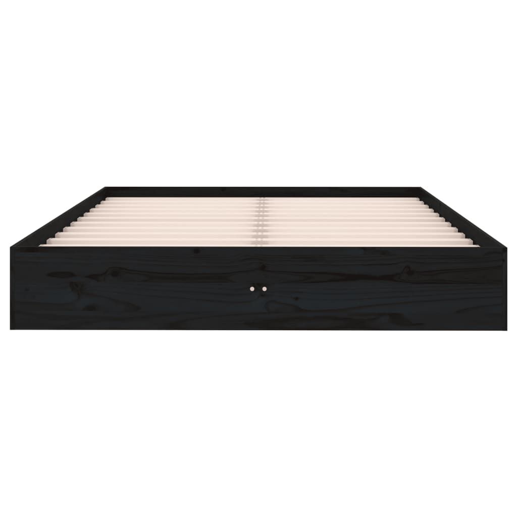 vidaXL Πλαίσιο Κρεβατιού Μαύρο 120 x 190 εκ. Μασίφ Ξύλο Small Double