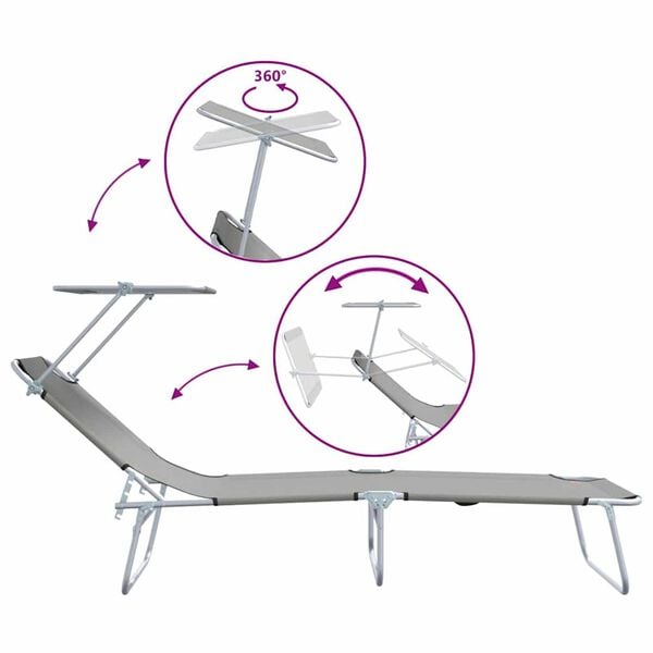 vidaXL Ξαπλώστρα 2-πρόσωπο 2 pcs Γκρι 58 x 188 x 77 εκ. ύφασμα