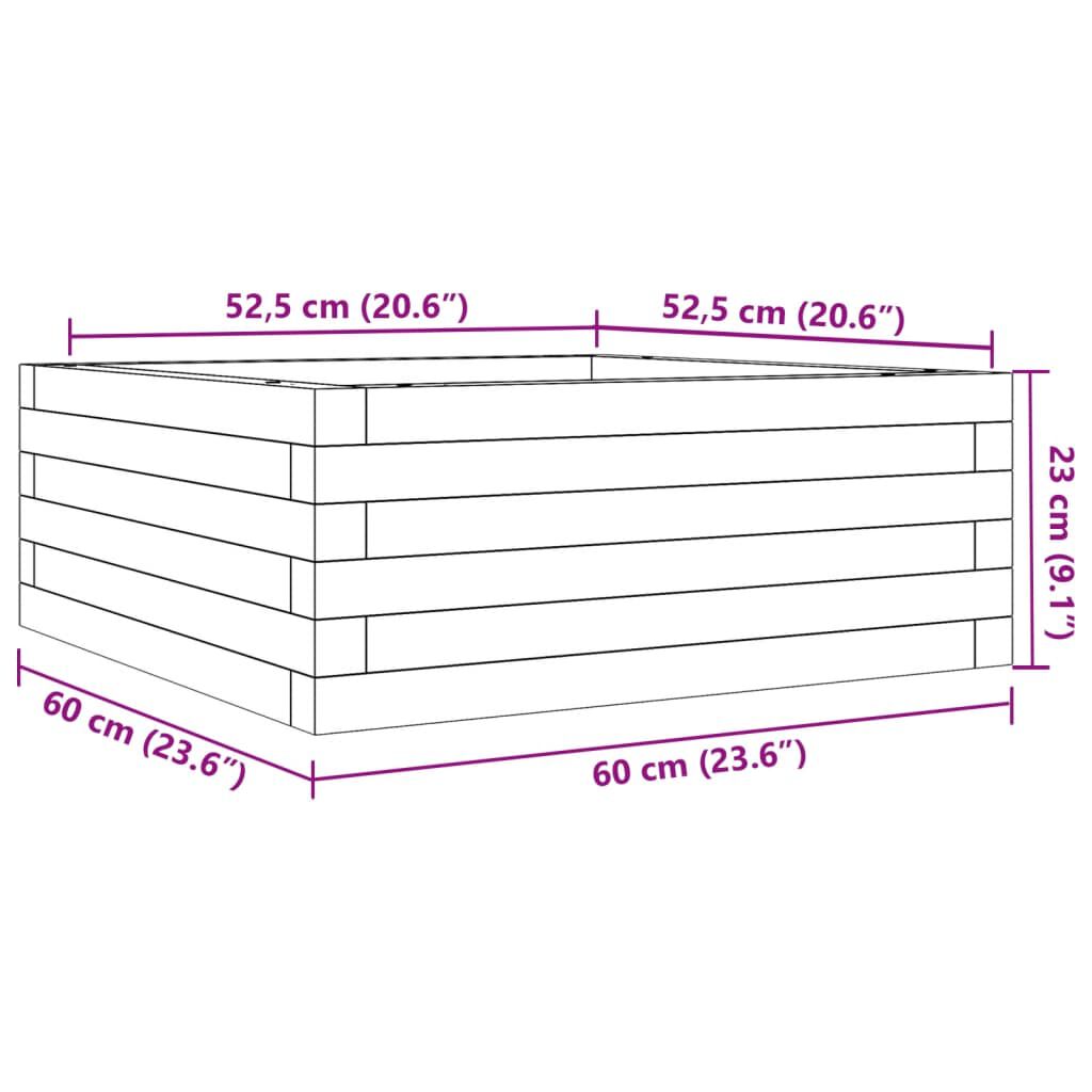 vidaXL Ζαρντινιέρα Λευκή 60x60x23 εκ. από Μασίφ Ξύλο Πεύκου