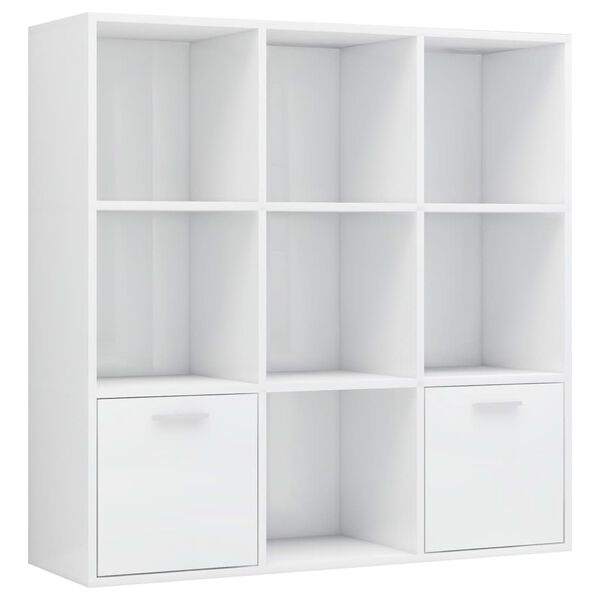 vidaXL Βιβλιοθήκη Γυαλιστερό Λευκό 98 x 30 x 98 εκ. από Επεξ. Ξύλο