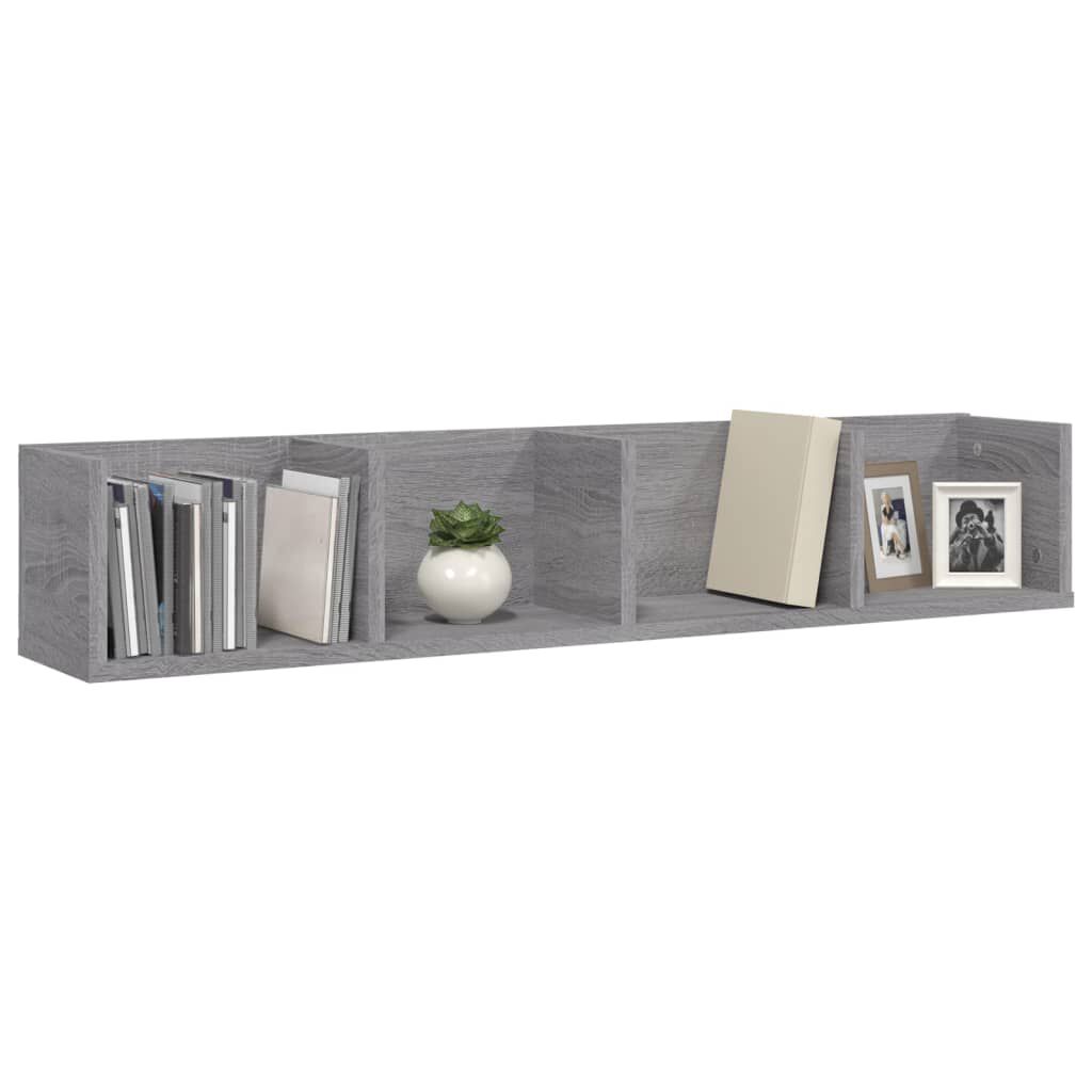 vidaXL Ραφιέρα Τοίχου για CD Γκρι Sonoma 100x18x18 εκ. Επεξεργ. Ξύλο