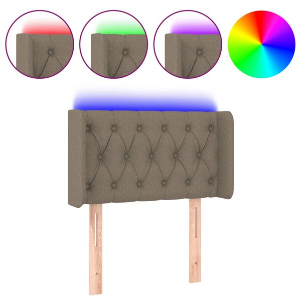 vidaXL Κεφαλάρι Κρεβατιού LED Taupe 83x16x78/88 εκ. Υφασμάτινο