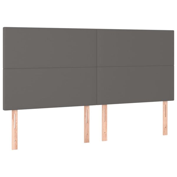 vidaXL Κρεβάτι Boxspring με Στρώμα Γκρι 180x200 εκ. Συνθετικό Δέρμα