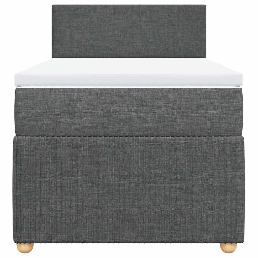 vidaXL Κρεβάτι Boxspring με Στρώμα Σκούρο Γκρι 90x200 εκ. Υφασμάτινο