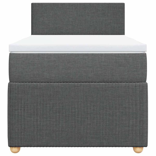 vidaXL Κρεβάτι Boxspring με Στρώμα Σκούρο Γκρι 90x200 εκ. Υφασμάτινο