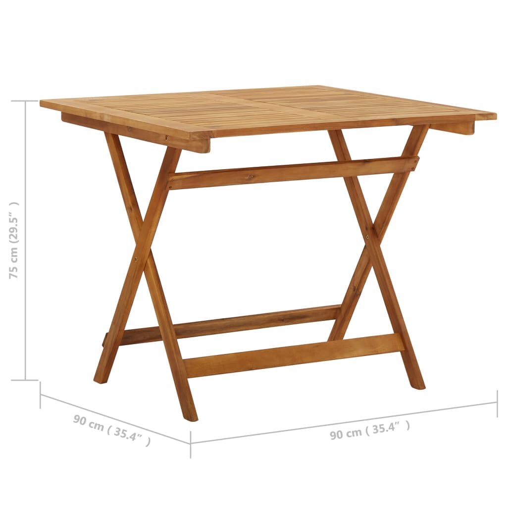 vidaXL Τραπέζι Κήπου Πτυσσόμενο 90 x 90 x 75 εκ. Μασίφ Ξύλο Ακακίας