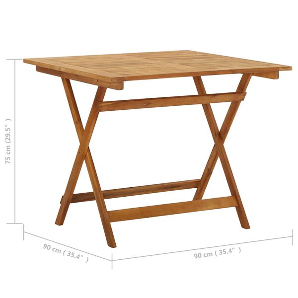 vidaXL Τραπέζι Κήπου Πτυσσόμενο 90 x 90 x 75 εκ. Μασίφ Ξύλο Ακακίας