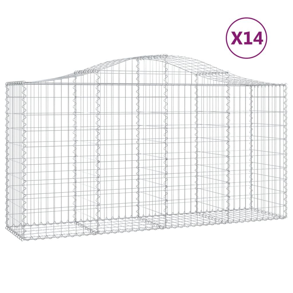 vidaXL Συρματοκιβώτια Τοξωτά 14 τεμ. 200x50x100/120 εκ. Γαλβαν. Ατσάλι