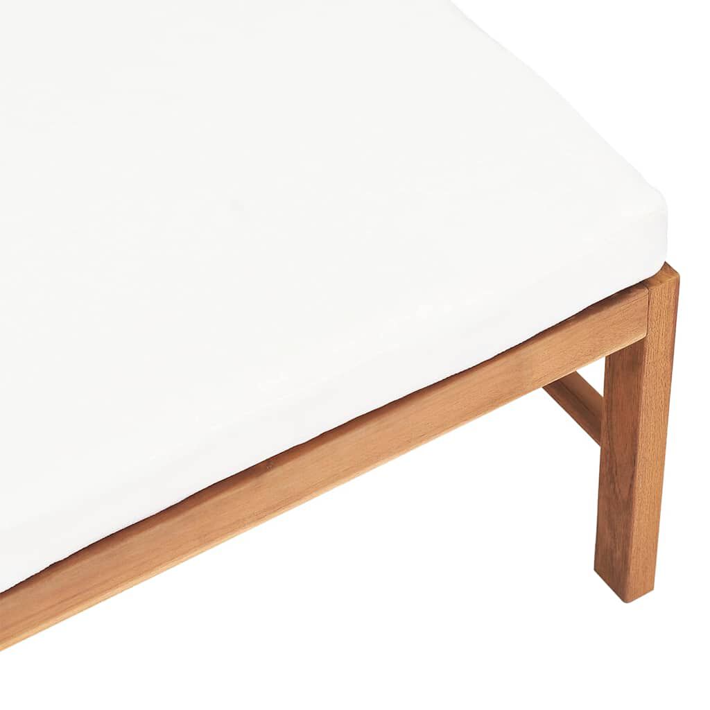 vidaXL Υποπόδιο από Μασίφ Ξύλο Teak με Κρεμ Μαξιλάρι