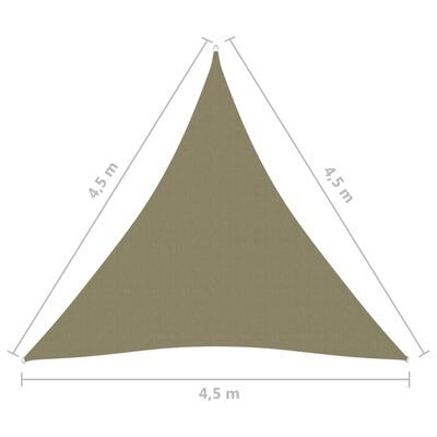 vidaXL Πανί Σκίασης Τρίγωνο Μπεζ 4,5 x 4,5 x 4,5 μ. από Ύφασμα Oxford