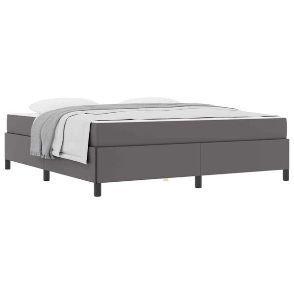 vidaXL Σκελετός κρεβατιού με στρώμα Γκρι 180 x 200 cm Τεχνητό δέρμα