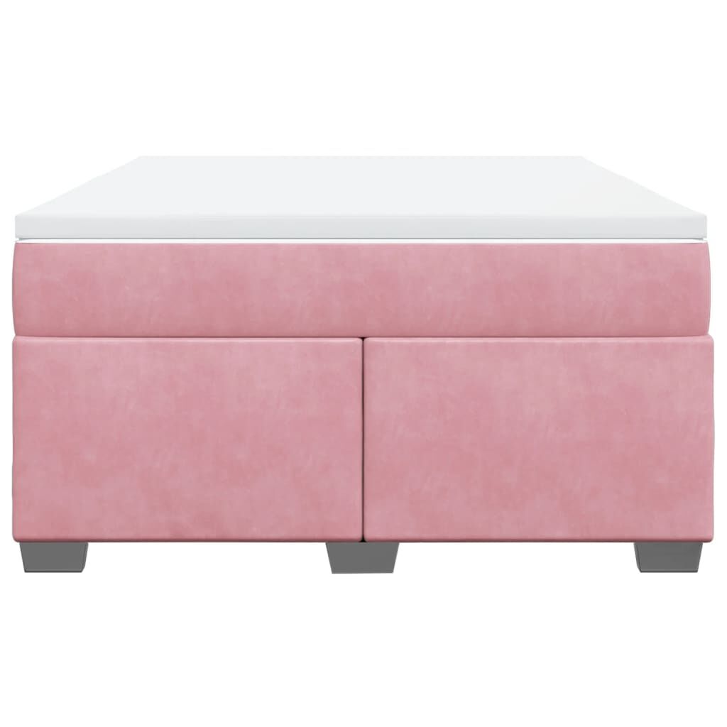 vidaXL Κρεβάτι Boxspring με Στρώμα Ροζ 140x200 εκ. Βελούδινο