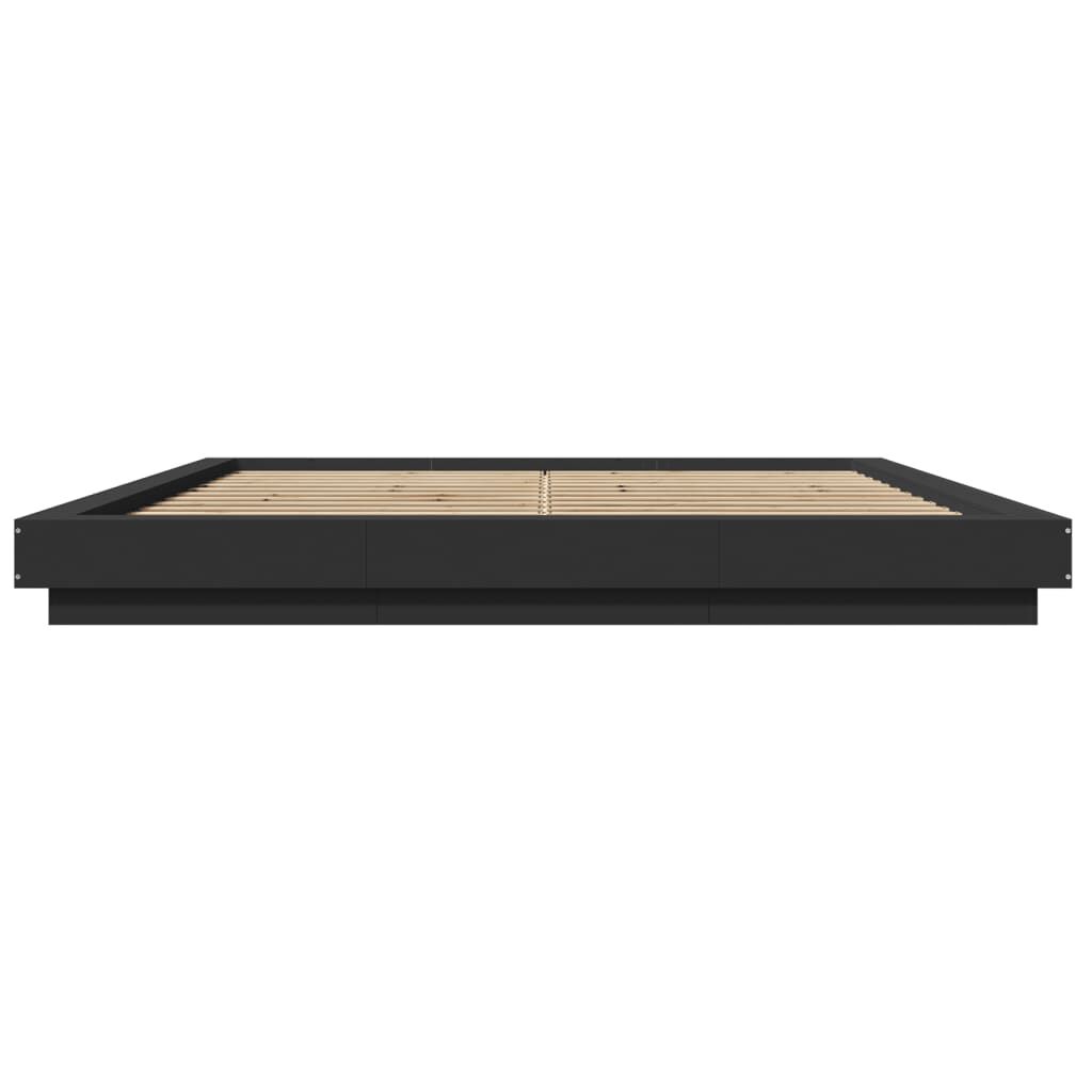 vidaXL Πλαίσιο Κρεβατιού με LED Μαύρο 180 x 200 εκ. Επεξ. Ξύλο