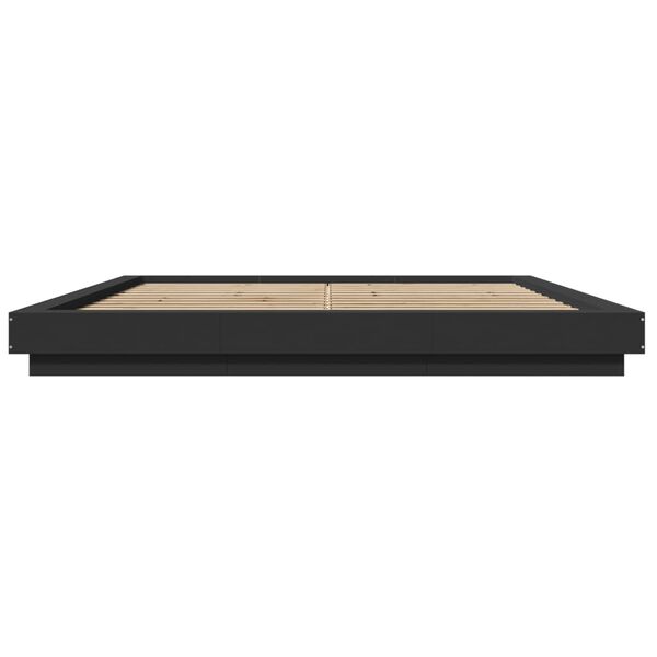 vidaXL Πλαίσιο Κρεβατιού με LED Μαύρο 180 x 200 εκ. Επεξ. Ξύλο