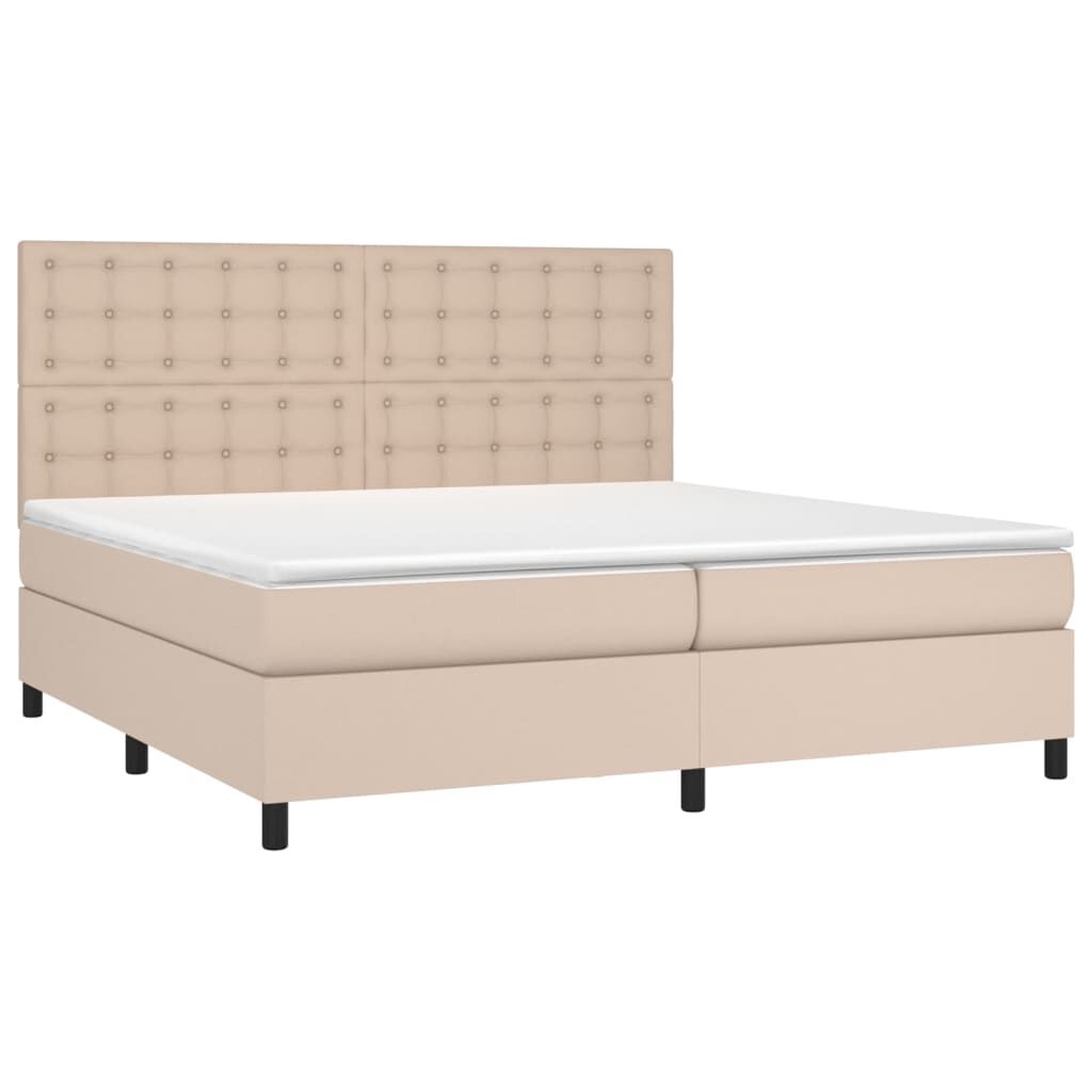 vidaXL Κρεβάτι Boxspring με Στρώμα Καπουτσίνο 200x200εκ.από Συνθ.Δέρμα