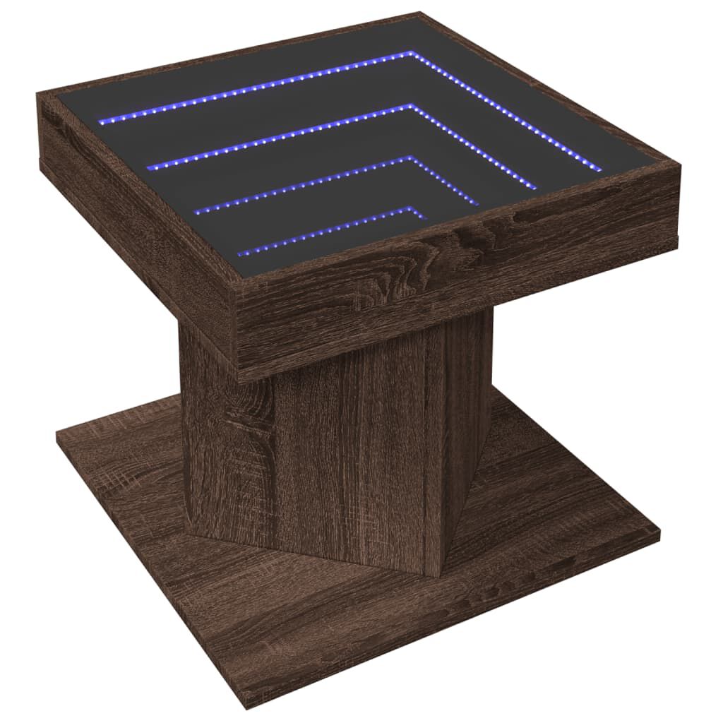 vidaXL Τραπεζάκι Σαλονιού με LED Δρυς 50x50x45 εκ. Επεξεργασμένο Ξύλο
