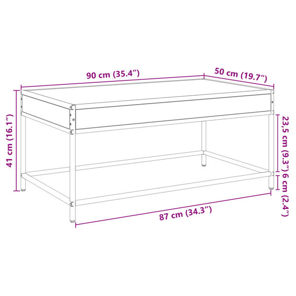vidaXL Τραπεζάκι Σαλονιού Infinity LED Μαύρο 90x50x41 εκ.