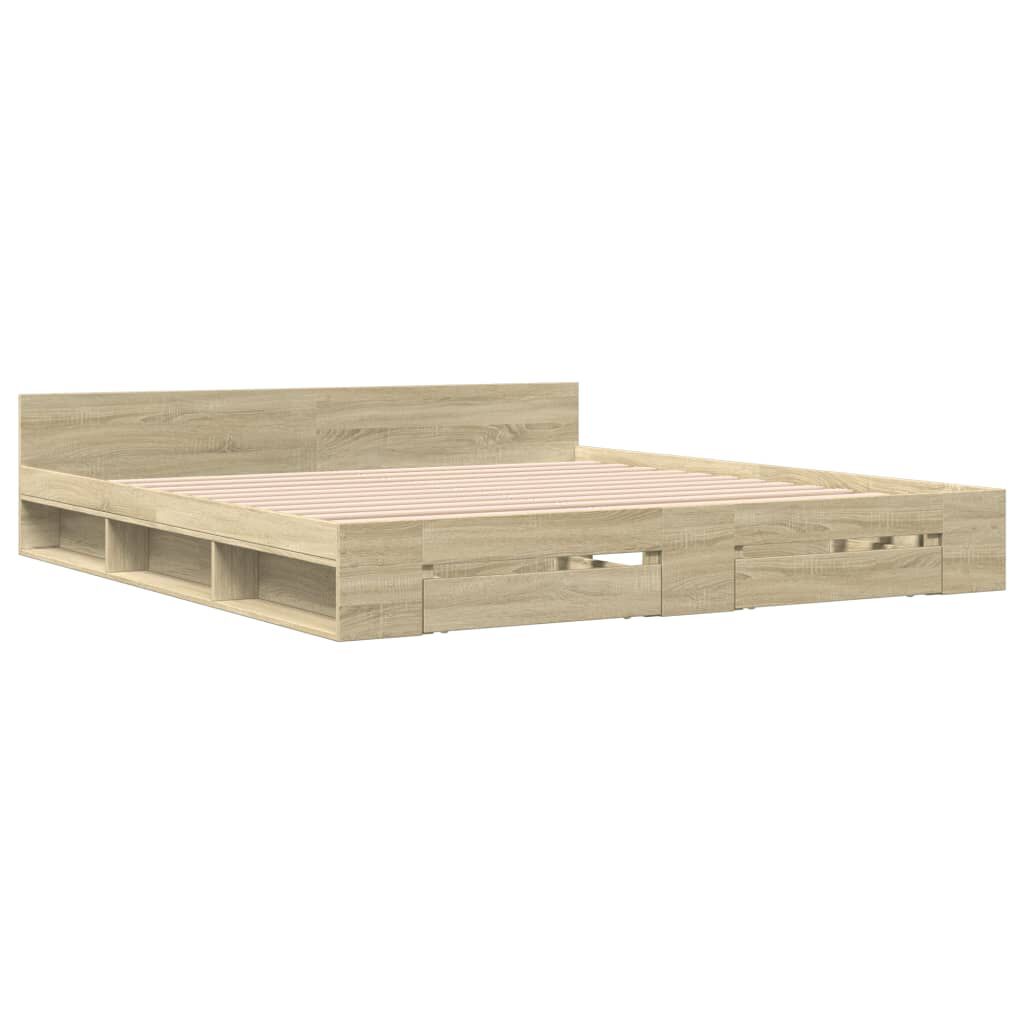 vidaXL Πλαίσιο Κρεβατιού με συρτάρια Sonoma Δρυς 180x200εκ. Επεξ. Ξύλο
