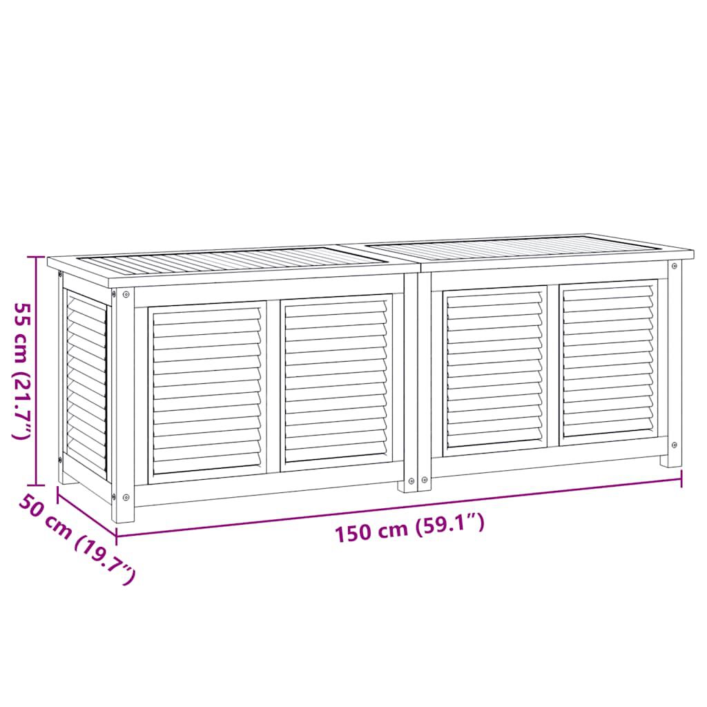 vidaXL Μπαούλο Αποθήκευσης Κήπου με Τσάντα 150x50x55εκ Μασίφ Ξύλο Teak