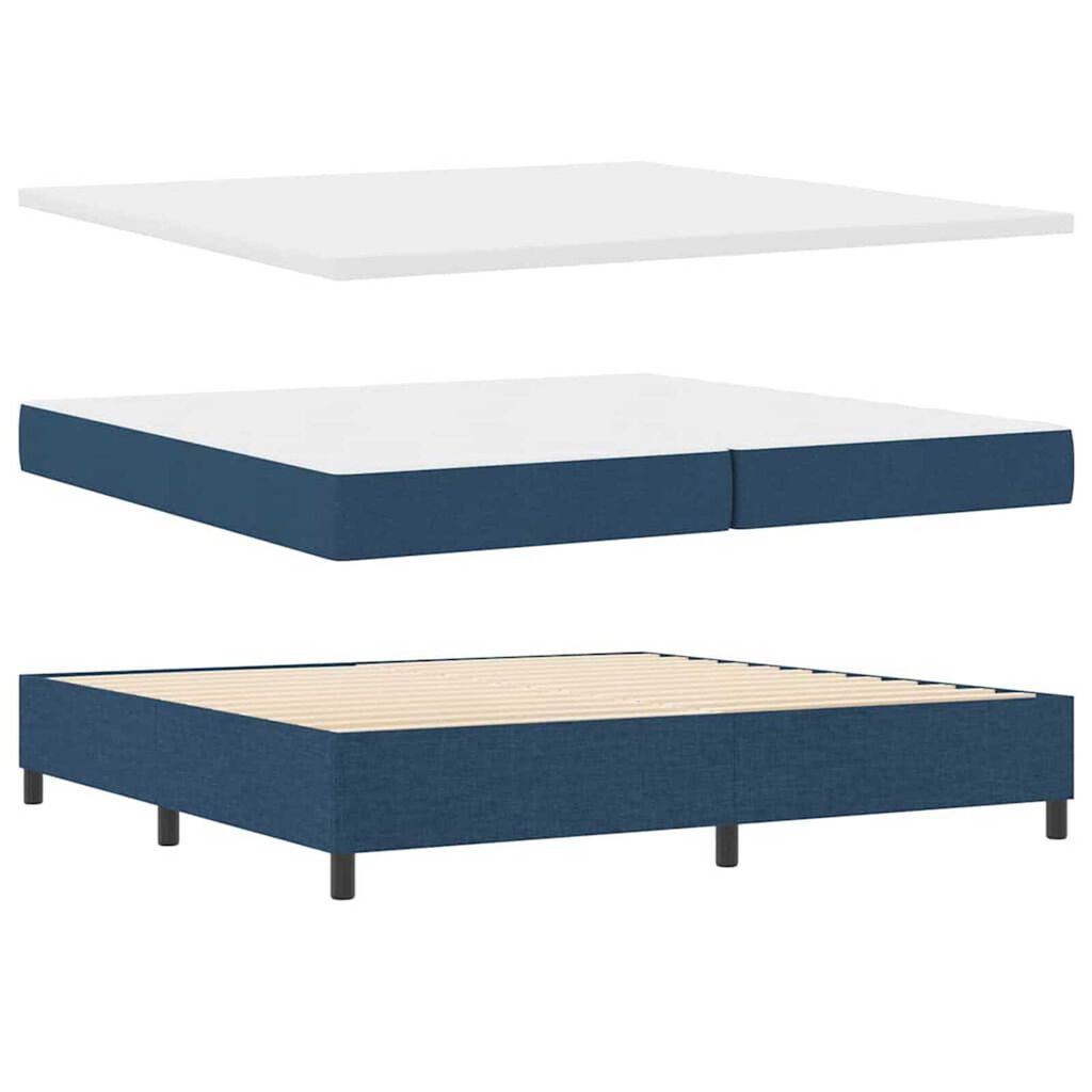 vidaXL Κρεβάτι με ελατήρια με στρώμα Μπλε 200 x 200 cm ύφασμα
