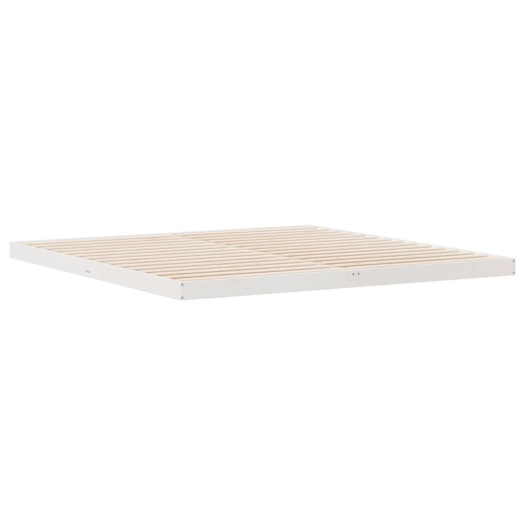 vidaXL Κρεβάτι με πλαίσιο Λευκό 200x220 εκ Μασίφ Ξύλο Πεύκου